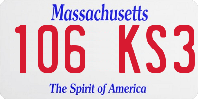 MA license plate 106KS3