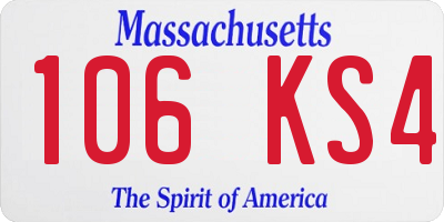 MA license plate 106KS4