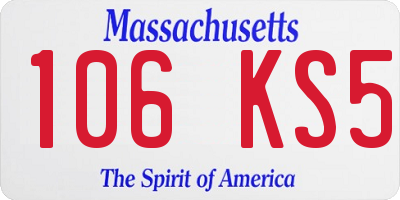 MA license plate 106KS5