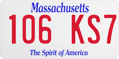MA license plate 106KS7