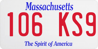 MA license plate 106KS9