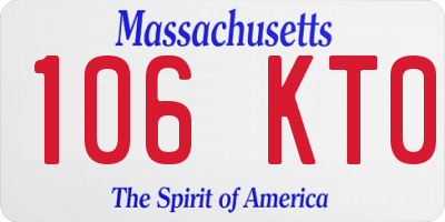 MA license plate 106KT0