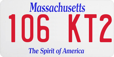 MA license plate 106KT2