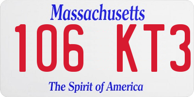 MA license plate 106KT3