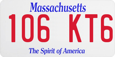 MA license plate 106KT6