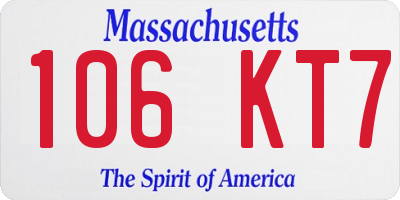 MA license plate 106KT7