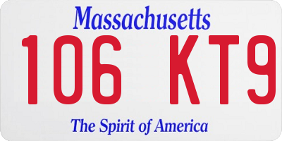 MA license plate 106KT9