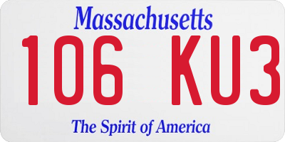 MA license plate 106KU3