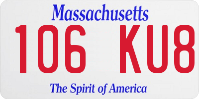 MA license plate 106KU8