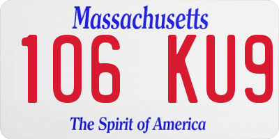 MA license plate 106KU9