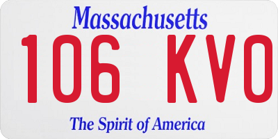 MA license plate 106KV0