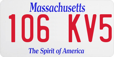 MA license plate 106KV5