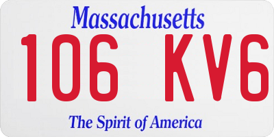 MA license plate 106KV6