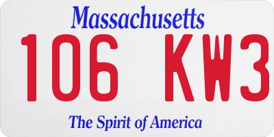 MA license plate 106KW3