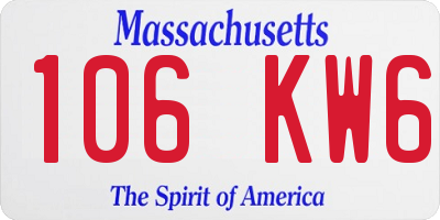 MA license plate 106KW6