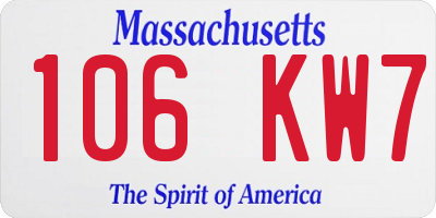 MA license plate 106KW7