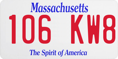 MA license plate 106KW8