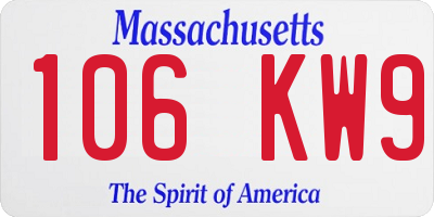 MA license plate 106KW9