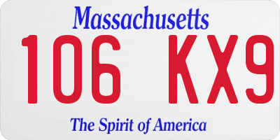 MA license plate 106KX9