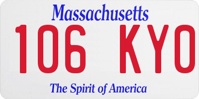 MA license plate 106KY0