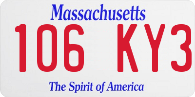 MA license plate 106KY3