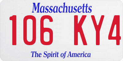 MA license plate 106KY4