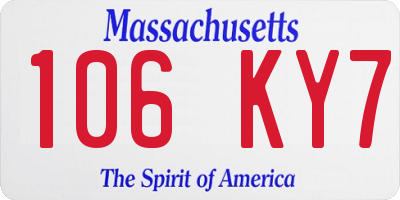 MA license plate 106KY7