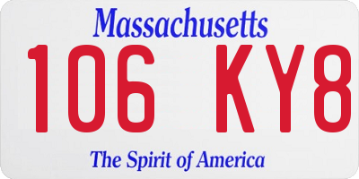 MA license plate 106KY8