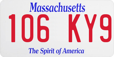 MA license plate 106KY9