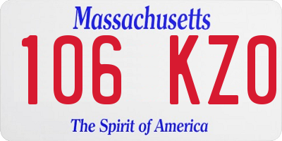MA license plate 106KZ0