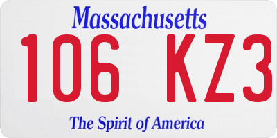 MA license plate 106KZ3