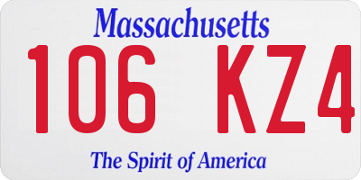MA license plate 106KZ4