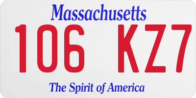 MA license plate 106KZ7