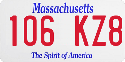 MA license plate 106KZ8
