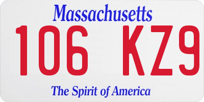MA license plate 106KZ9
