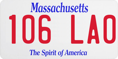 MA license plate 106LA0