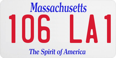 MA license plate 106LA1