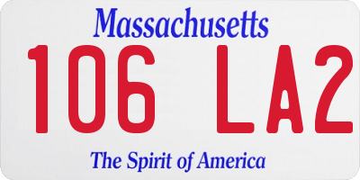 MA license plate 106LA2