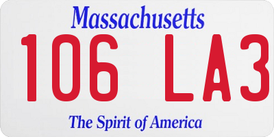 MA license plate 106LA3