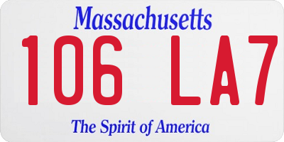 MA license plate 106LA7