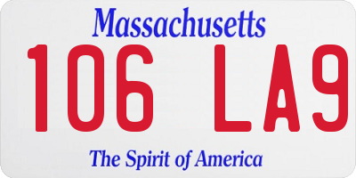 MA license plate 106LA9
