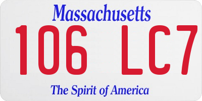 MA license plate 106LC7