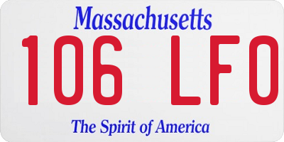 MA license plate 106LF0