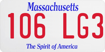 MA license plate 106LG3