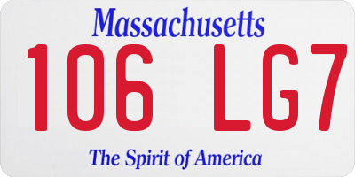 MA license plate 106LG7