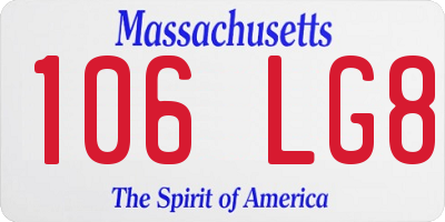 MA license plate 106LG8
