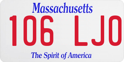 MA license plate 106LJ0