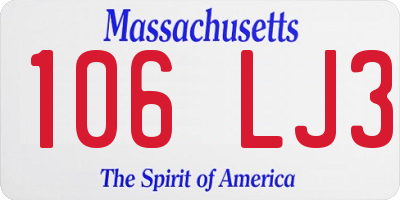 MA license plate 106LJ3