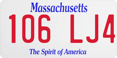 MA license plate 106LJ4