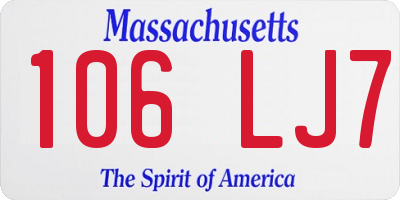 MA license plate 106LJ7